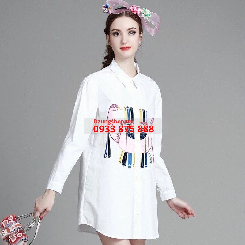 Áo Sơ mi cách điệu dáng dài xuân hè 2016