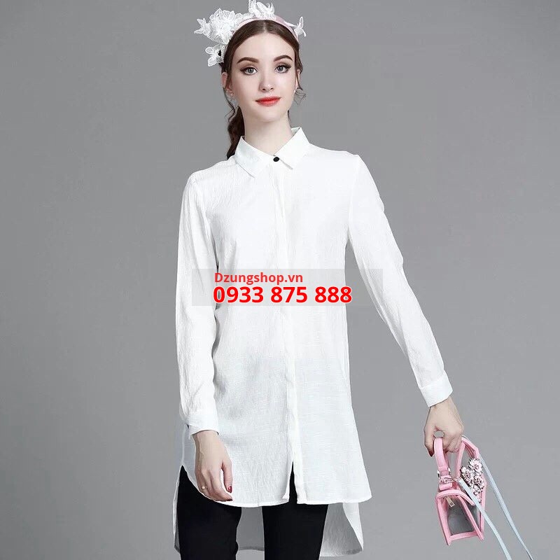Áo Sơ mi cách điệu dáng dài xuân hè 2016