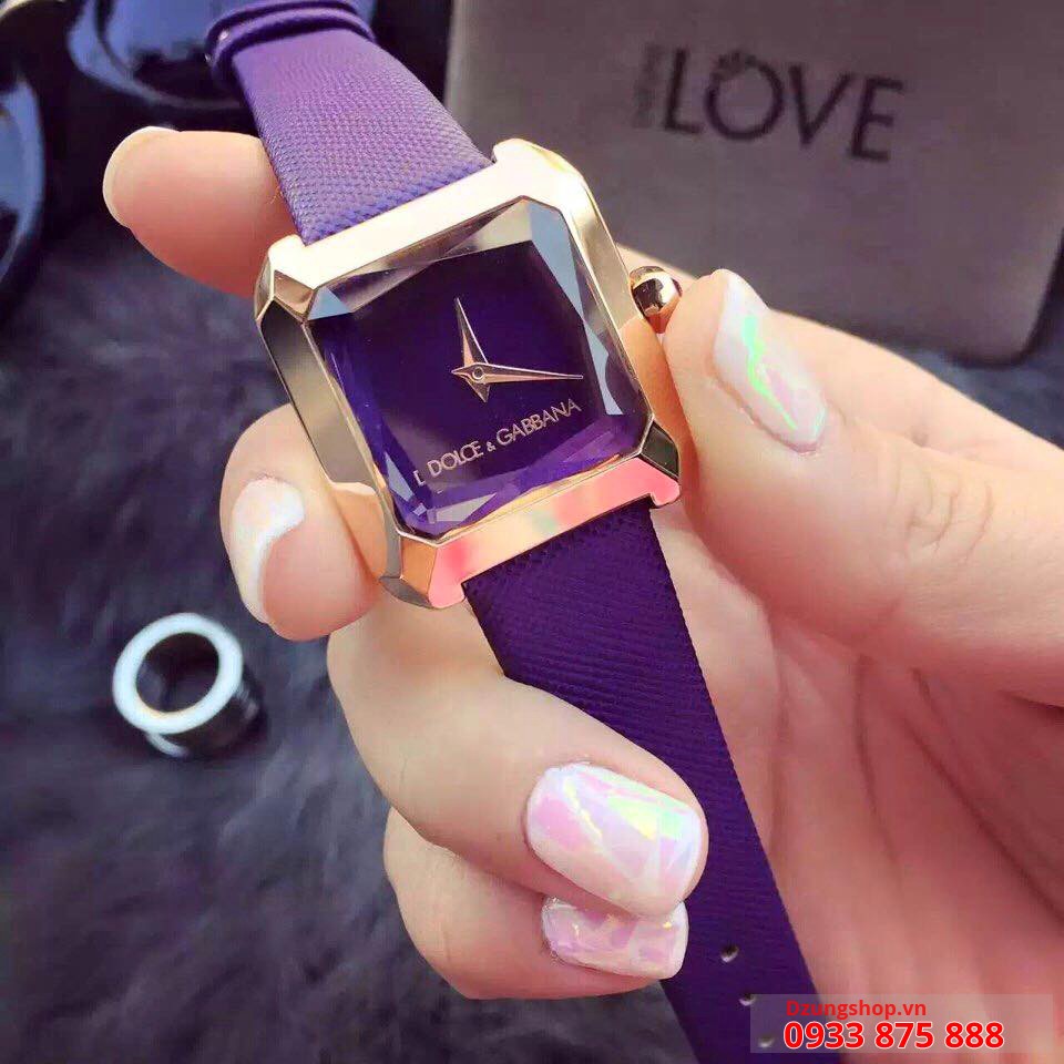 Đồng hồ thời trang nữ quai da mặt góc cạnh